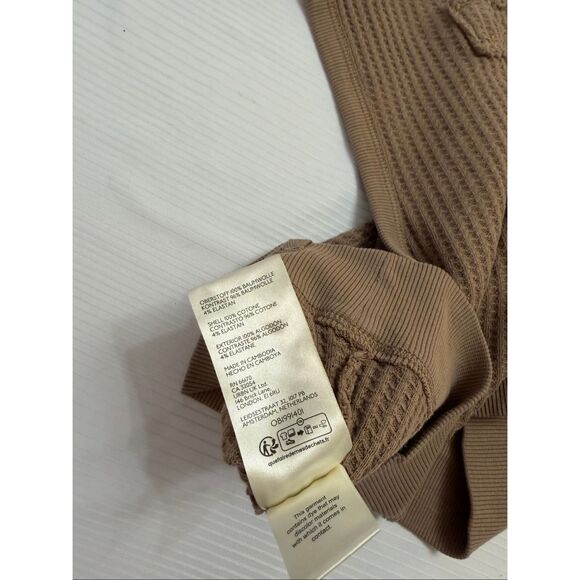 Free People Waffle Stitch Crop Tank Top Cuban Sand Waffle Crop Tank Top Sz Large - Picture 7 of 7